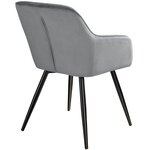 Lot de 2 chaises pieds noir siège de salon cuisine salle à manger design élégant velours gris 08_0000133