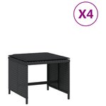 vidaXL Tabourets de jardin avec coussins 4 Pièces noir 40x40x35 cm rotin