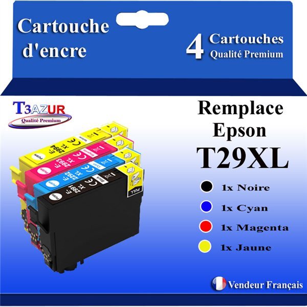 T3AZUR - 4x Cartouches compatibles avec Epson Expression Home XP-235  XP-245  XP-247  XP-255  XP-257  T29XL