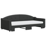 vidaXL Lit de jour avec gigogne et matelas noir 90x200 cm tissu