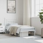 vidaXL Cadre de lit métal sans matelas avec tête de lit blanc 90x200cm