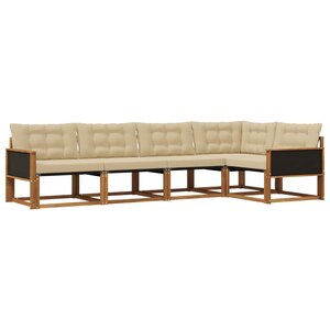 vidaXL Ensemble de canapés d'extérieur 5 pc Naturel et Beige