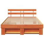 vidaXL Cadre de lit avec tête de lit Brun cire 150 x 200 cm Pin massif