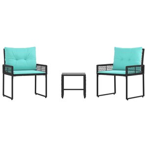 vidaXL Ensemble de meubles d'extérieur 3 pc Noir et turquoise