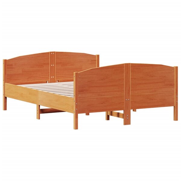 vidaXL Cadre de lit sans matelas cire marron 135x190cm bois pin massif