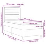 vidaXL Lit à ressorts avec matelas gris clair 100x200 cm en tissu