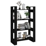 vidaXL Bibliothèque/Séparateur de pièce Noir 80x35x125 cm Pin massif