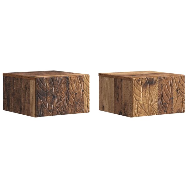 vidaXL Table d'appoint murale 2 pc Bois ancien 34 5 x 33 x 20 cm
