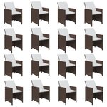 vidaXL Ensemble à dîner de jardin coussins 17Pièces Marron Résine tressée