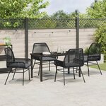 vidaXL Ensemble de salle à manger de jardin 5 pièces avec coussins Noir Rattan Poly