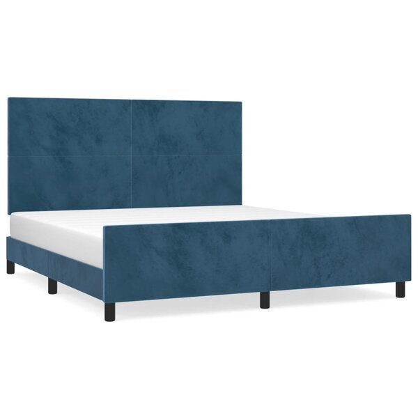 vidaXL Cadre de lit avec tête de lit Bleu foncé 160x200 cm Velours