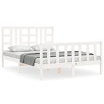 vidaXL Cadre de lit avec tête de lit blanc 140x190 cm bois massif