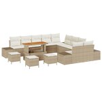 Ensemble de Canapés de Jardin vidaXL de 14 Pièces avec Coussins Beige Poly Rattan Acacia
