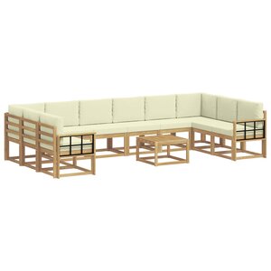 vidaXL Ensemble de canapés d'extérieur 11 pc Blanc et crème