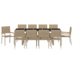 vidaXL Ensemble de salle à manger pour jardin 11 Pièces Beige Poly rotin