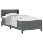 vidaXL Lit à ressorts avec tête de lit Gris foncé 190 x 90 cm tissu
