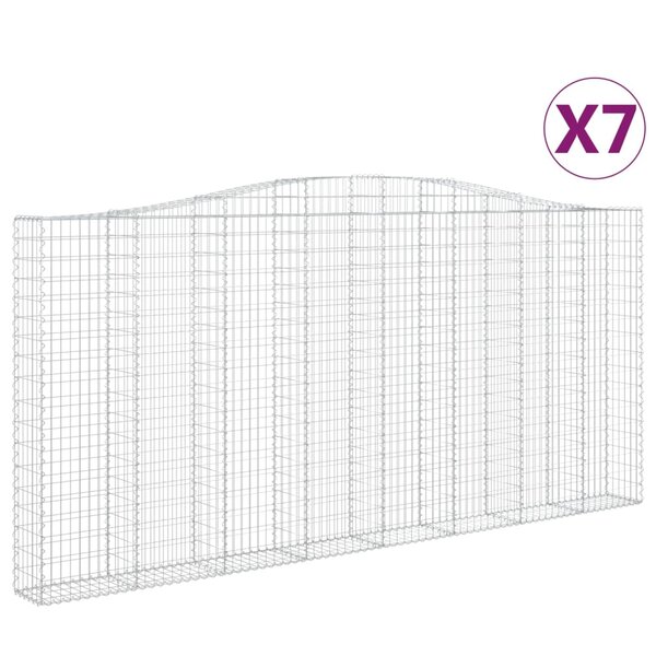 vidaXL Paniers à gabions arqués 7 Pièces 400x30x180/200 cm Fer galvanisé