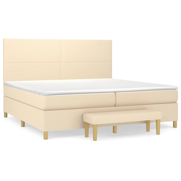 vidaXL Sommier à lattes de lit avec matelas Crème 200x200 cm Tissu