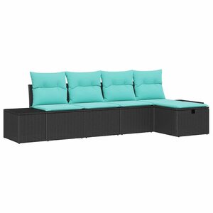 vidaXL Ensemble de canapé de jardin avec coussin 5 Pièces Noir polyrotin