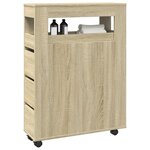 vidaXL Meuble étroit de salle de bain à roulettes chêne sonoma
