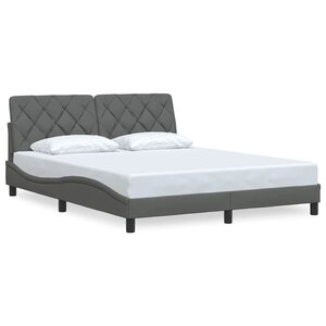 vidaXL Cadre de lit sans matelas gris foncé 160x200 cm tissu
