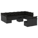 vidaXL Salon de jardin avec coussins 13 Pièces noir résine tressée