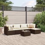 vidaXL Salon de jardin 6 Pièces avec coussins Marron Résine tressée