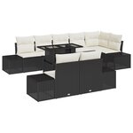 vidaXL Ensemble de canapé de jardin 9 pièces avec coussins Noir en Poly Rattan