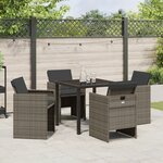 vidaXL Ensemble de salle à manger de jardin 5 pièces avec coussins gris en poly rattan