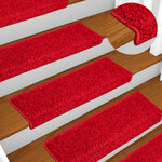 vidaXL Tapis d'escalier 20 pièces 65 x 21 x 4 cm Bordure rectangulaire rouge