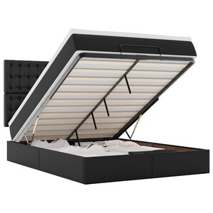 VidaXL Cadre de lit ottoman avec matelas noir 140x200 cm similicuir