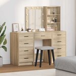 vidaXL Table de Toilette avec tiroir 3 Pièces Marron Bois d'ingénierie