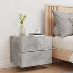vidaXL Table de chevet murale avec lumières LED gris béton