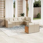 vidaXL Salon de jardin avec coussins 9 Pièces beige résine tressée