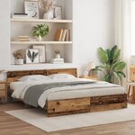 vidaXL Cadre de lit avec tête de lit - Bois ancien - 180 x 200 cm
