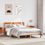 vidaXL Cadre de lit et tête de lit sans matelas cire marron 120x190 cm