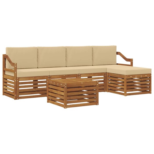 vidaXL Ensemble de canapés d'extérieur 6 pc Naturel et Beige