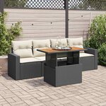 vidaXL Salon de jardin 5 Pièces avec coussins noir résine tressée