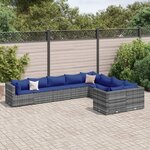 vidaXL Salon de jardin 9 Pièces avec coussins gris résine tressée