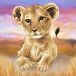Kit carte broderie diamant Lionceau 18x18cm
