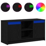 vidaXL Meuble TV avec lumières LED  en chêne noir  dimensions 100x34x50 cm  fait en bois d'ingénierie.