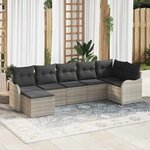 vidaXL Ensemble de canapé de jardin 7 Pièces Gris clair Poly rotin