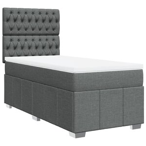 vidaXL Sommier à lattes de lit avec matelas Gris foncé 100x200cm Tissu