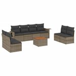 vidaXL Salon de jardin 9 Pièces avec coussins gris résine tressée