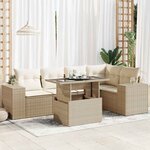 vidaXL Salon de jardin avec coussins 6 Pièces beige résine tressée