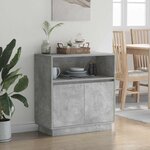 vidaXL Buffet avec LED Gris béton 71 x 34.5 x 75 cm Bois d'ingénierie