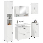 vidaXL Ensemble de mobilier de salle de bain 5 Pièces Blanc brillant