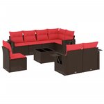 vidaXL Salon de jardin avec coussins 9 Pièces marron résine tressée