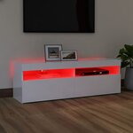 vidaXL Meuble TV avec lumières LED blanc brillant 120x35x40 cm