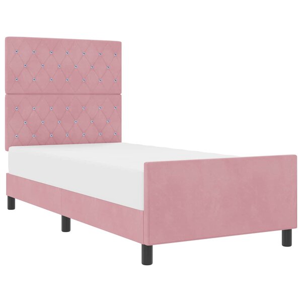 vidaXL Lit à ressorts avec tête de lit Rose 90 x 200 cm Velours